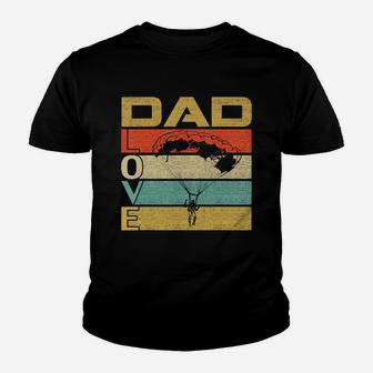 Retro Vintage Dad Love Skydive Funny Father's Day Gift T-shirt Kid T-Shirt - Seseable