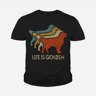Retro Vintage Golden Retriever Life Is Golden Gift Kid T-Shirt - Seseable