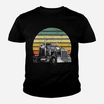Retro Vintage Trucker Big Rig Semi-trailer Truck Driver Gift Kid T-Shirt - Seseable