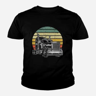 Retro Vintage Trucker Big Rig Semi Trailer Truck Driver Gift Kid T-Shirt - Seseable