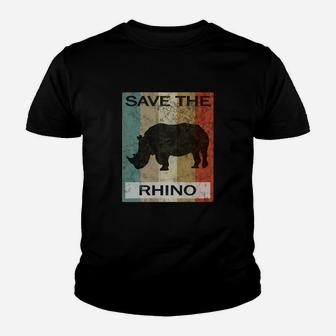 Rhinozeros Nashorn Rhino Vintage Style Retro Grunge Tiere Kinder T-Shirt - Seseable