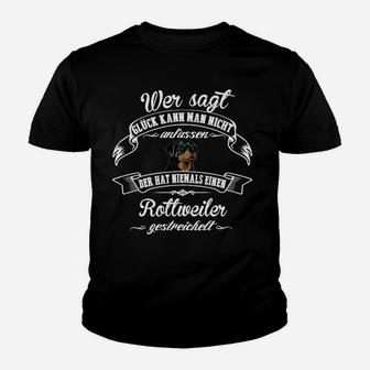 Rottweiler Fan Kinder Tshirt – Glück durch Streicheln Spruch - Seseable