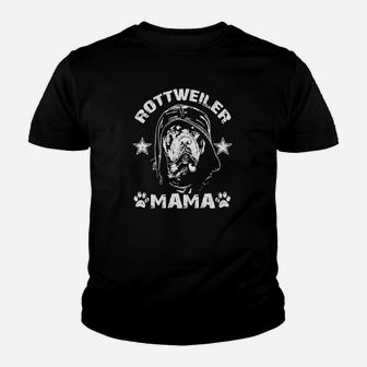 Rottweiler Mama Grafik Kinder Tshirt in Schwarz, Hundeliebhaber Mode - Seseable