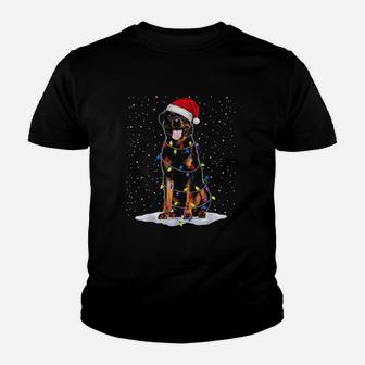 Rottweiler Santa Christmas Tree Lights Xmas Gifts Kid T-Shirt - Seseable