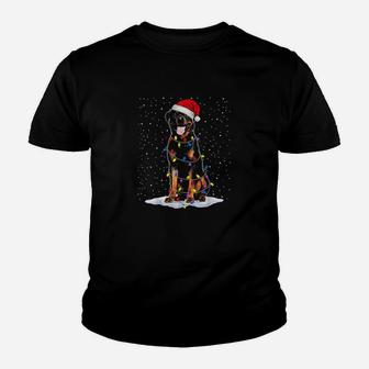 Rottweiler Santa Christmas Tree Lights Xmas Gifts Kid T-Shirt - Seseable