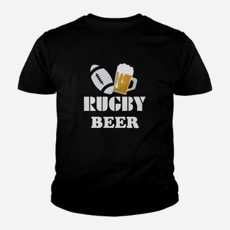 Rugby Beer Kinder Tshirt, Sportliches Kinder Tshirt mit Ball & Bier Motiv - Seseable