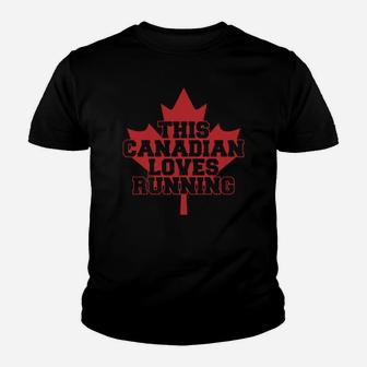 Running Tshirt This Canadian Loves Running Kid T-Shirt - Seseable