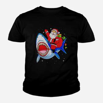 Santa Riding Shark T Shirt Christmas Gifts Galaxy Space Tees Black Youth B076n49jp6 1 Kid T-Shirt - Seseable