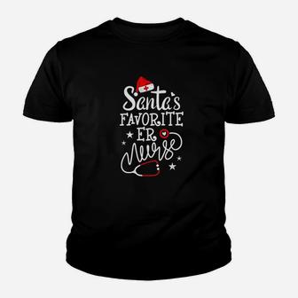 Santas Favorite Er Nurse Funny Christmas Nurse Gift Kid T-Shirt - Seseable
