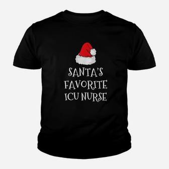 Santas Favorite Icu Nurse Gift Christmas Intensive Care Kid T-Shirt - Seseable