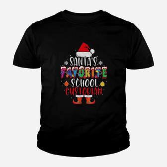 Santas Favorite School Custodian Funny Christmas Santa Gift Kid T-Shirt - Seseable