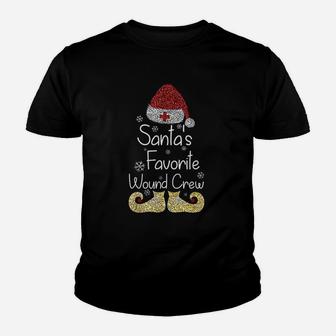 Santa's Favorite Wound Crew Christmas Wound Care Nurse Crew Kid T-Shirt - Seseable