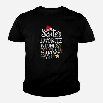 Santas Favorite Wound Crew Christmas Wound Care Nurse Crew Kid T-Shirt - Seseable