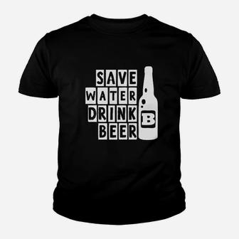 Save Water Drink Beer Funny Drinking College Party Humor Kid T-Shirt - Seseable