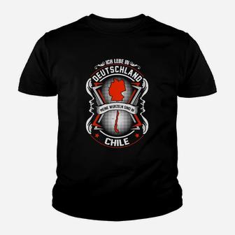 Schwarz Deutschland-Chile Freund­schafts-Kinder Tshirt, Wappen-Design - Seseable
