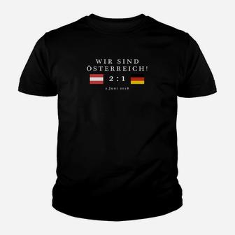 Schwarz Kinder Tshirt Fußball Wir sind Österreich 2:1, mit Deutschlandflagge - Seseable