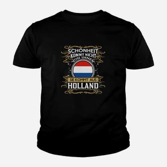 Schwarz Kinder Tshirt Schönheit aus Holland, Lustiges Tee für Niederländer - Seseable