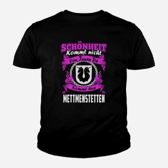 Schwarz Kinder Tshirt Schönheit aus Mettenstetten in Pink-Weißer Schrift - Seseable