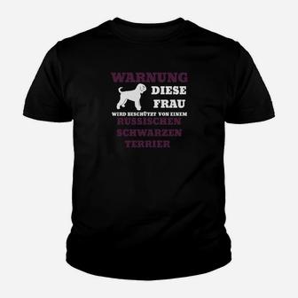 Schwarzer Terrier Hunde-Kinder Tshirt für Damen, Lustige Warnung - Seseable