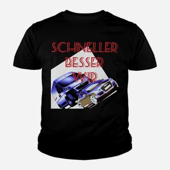 Schwarzes Auto Motiv Kinder Tshirt für Herren, Schneller Besser Wütend - Seseable