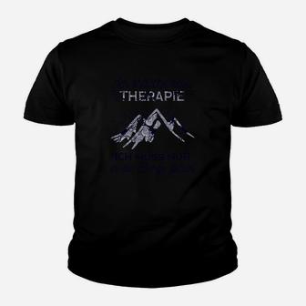 Schwarzes Bergsteiger-Kinder Tshirt mit dem Motiv Gipfel Therapie - Seseable