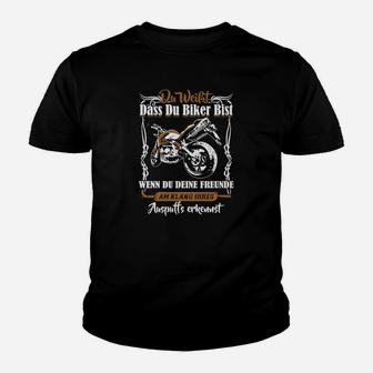 Schwarzes Biker-Kinder Tshirt mit Motorrad-Spruch, Motorradfahrer-Design - Seseable