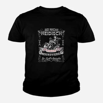 Schwarzes Biker-Kinder Tshirt Sei nicht neidisch - 340 Se Satteleitn, Motorrad-Design - Seseable