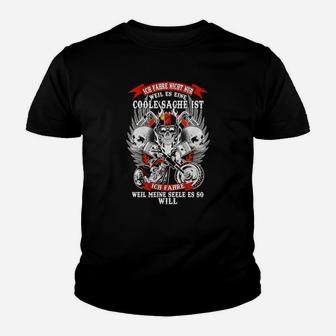 Schwarzes Biker-Wölfe Kinder Tshirt, Rebellischer Spruch Tee - Seseable