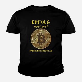 Schwarzes Bitcoin Kinder Tshirt mit Erfolgsslogan, Krypto-Mode - Seseable