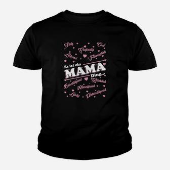 Schwarzes Damen-Kinder Tshirt mit Mama-Print in Herzform, Geschenkidee - Seseable