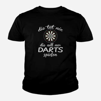 Schwarzes Darts-Motiv Kinder Tshirt Nur Darts Spielen Wollen - Seseable