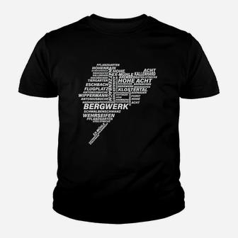 Schwarzes Herren-Kinder Tshirt mit Bergbau-Wordcloud Design, Minenarbeiter Motiv - Seseable