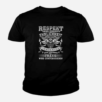 Schwarzes Herren Kinder Tshirt mit Respekt, Ehrlichkeit, Vertrauen, Treue Motto - Seseable