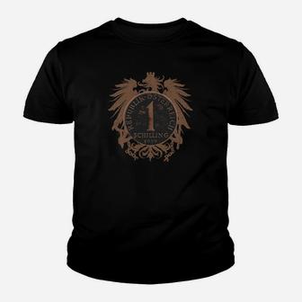 Schwarzes Herren Kinder Tshirt mit Wappen und Löwen-Print in Bronze - Seseable