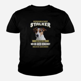 Schwarzes Hund Kinder Tshirt Persönlicher Stalker, Witziges Tee - Seseable