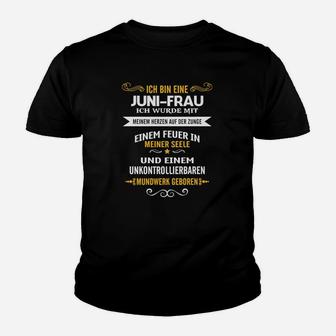 Schwarzes Juni-Geburtstags-Kinder Tshirt für Frauen mit Spruch - Seseable