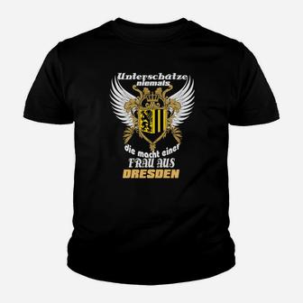 Schwarzes Kinder Tshirt Adler-Emblem & Dresden-Slogan, Urbaner Stil - Seseable