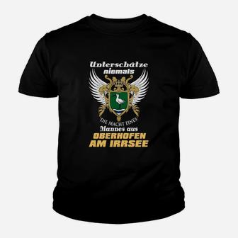Schwarzes Kinder Tshirt Adler Motiv, Oberhofen am Irrsee Kraft Spruch - Seseable