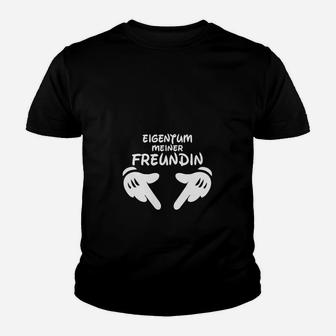 Schwarzes Kinder Tshirt Eigentum meiner Freundin mit Pfeilen - Seseable