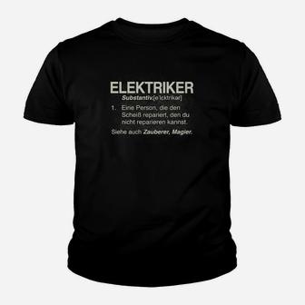 Schwarzes Kinder Tshirt Elektriker-Definition, Lustige Berufs-Kleidung - Seseable