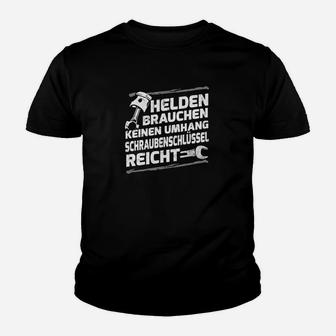 Schwarzes Kinder Tshirt für Handwerker, Helden brauchen Schraubenschlüssel - Seseable