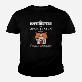 Schwarzes Kinder Tshirt für Statiker, Lustiges Architekten Design mit Hausmotiv - Seseable