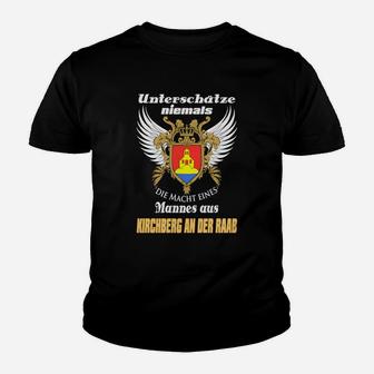 Schwarzes Kinder Tshirt mit Adler-Motiv, Spruch Kirchberg an der Raab - Seseable