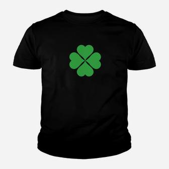Schwarzes Kinder Tshirt mit Kleeblatt-Muster, Irisches Glückssymbol - Seseable
