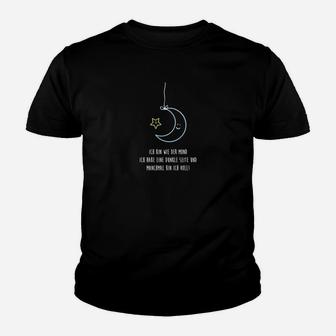 Schwarzes Kinder Tshirt mit Mond und Sternen, Inspirierendes Spruch-Design - Seseable