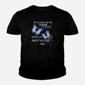 Schwarzes Kinder Tshirt mit Schmetterling, Spruch für Mimi, Französisches Design - Seseable