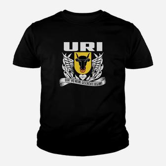 Schwarzes Kinder Tshirt mit URI-Emblem & Flügeln, Motivationsspruch Design - Seseable