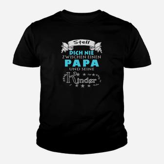 Schwarzes Kinder Tshirt, Papa und seine Kinder Schutz, Lustiges Familien Tee - Seseable