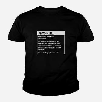 Schwarzes Kinder Tshirt Physiker-Definition, Lustiges Outfit für Wissenschaftler - Seseable