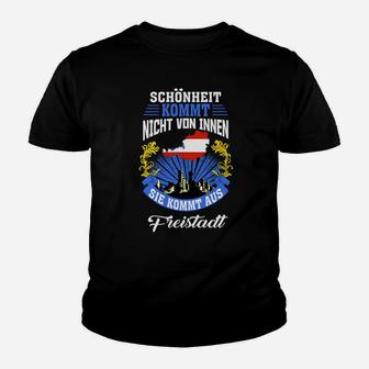 Schwarzes Kinder Tshirt Schönheit aus Freistaat, Lustiges Design Tee - Seseable